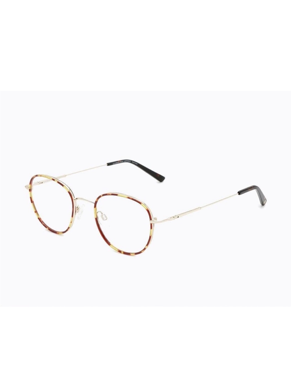 Round Tortoiseshell Rim Eyeglasses with Gold Metal Bridge